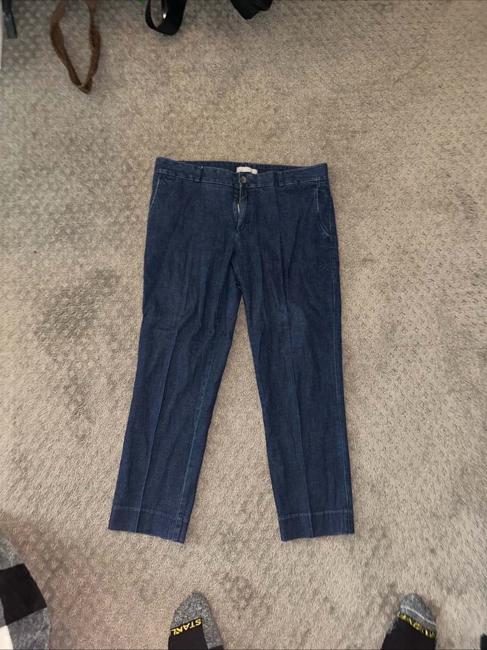 Dark Blue Denim Crop Pants banana republic